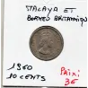 Malaya et borneo 10 cents 1960 TTB+, KM.2 Elizabeth II