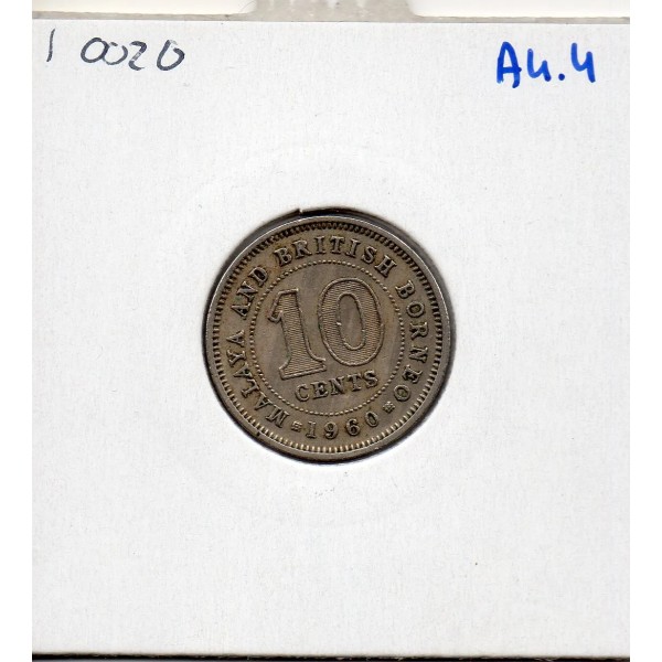 Malaya et borneo 10 cents 1960 TTB+, KM.2 Elizabeth II