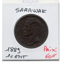 Sarawak 1 cent 1889 TTB, KM.6 Charles Brooke Rajah
