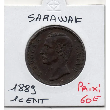 Sarawak 1 cent 1889 TTB, KM.6 Charles Brooke Rajah