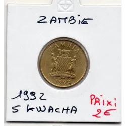 Zambie 5 kwacha 1992 Spl, KM.31 Hippotrague noir