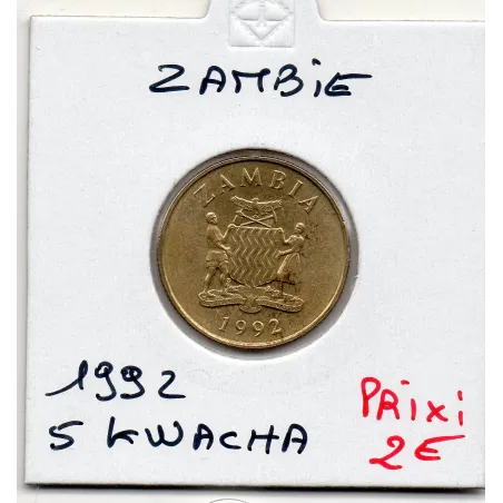 Zambie 5 kwacha 1992 Spl, KM.31 Hippotrague noir