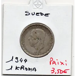 Suède 1 krona 1944 TB, KM.814 Gustaf V
