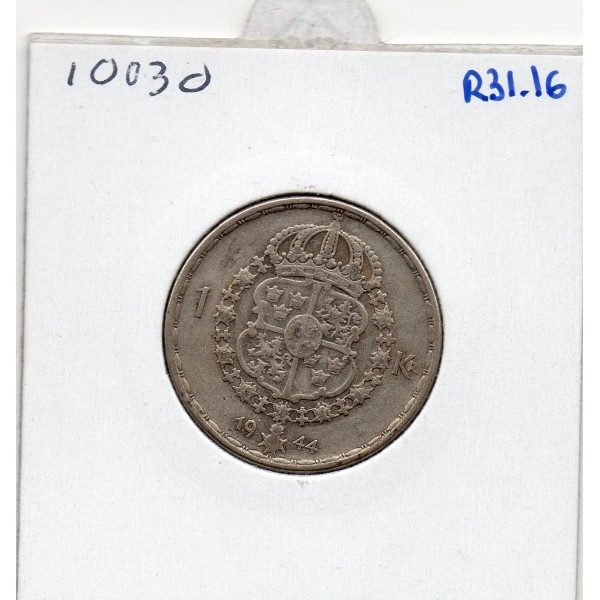 Suède 1 krona 1944 TB, KM.814 Gustaf V