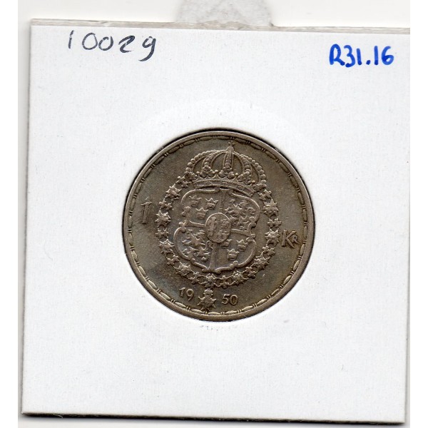 Suède 1 krona 1950 TTB, KM.814 Gustaf V