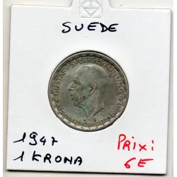 Suède 1 krona 1947 Sup, KM.814 Gustaf V