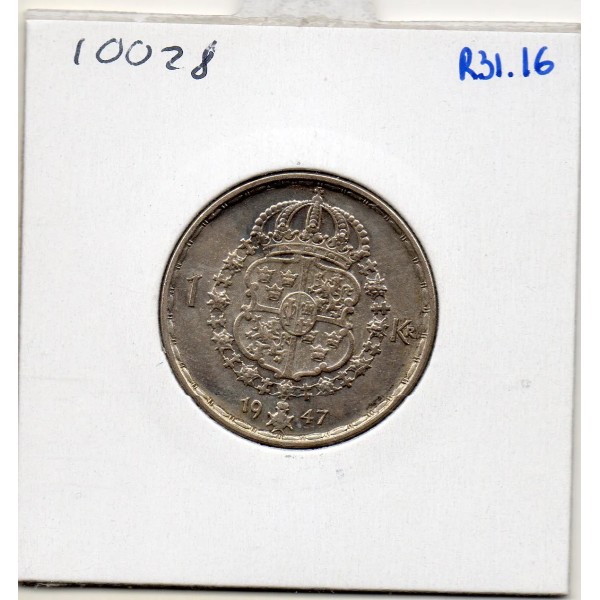 Suède 1 krona 1947 Sup, KM.814 Gustaf V