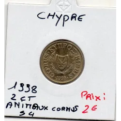 Chypre 2 cents 1998 Spl, KM 54.3 Animaux à cornes