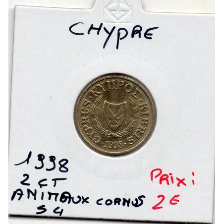 Chypre 2 cents 1998 Spl, KM 54.3 Animaux à cornes