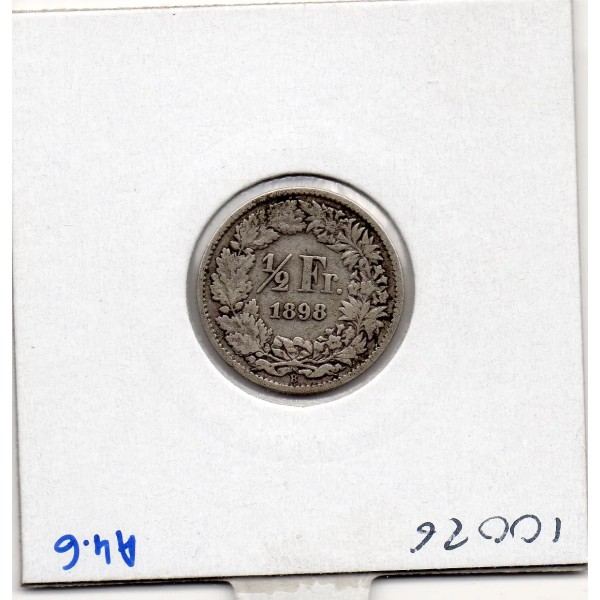 Suisse 1/2 franc 1898 TB, KM.23