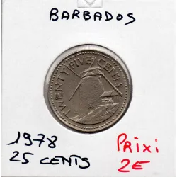 Barbade 25 cents 1978 Sup, KM.13 moulin à vent