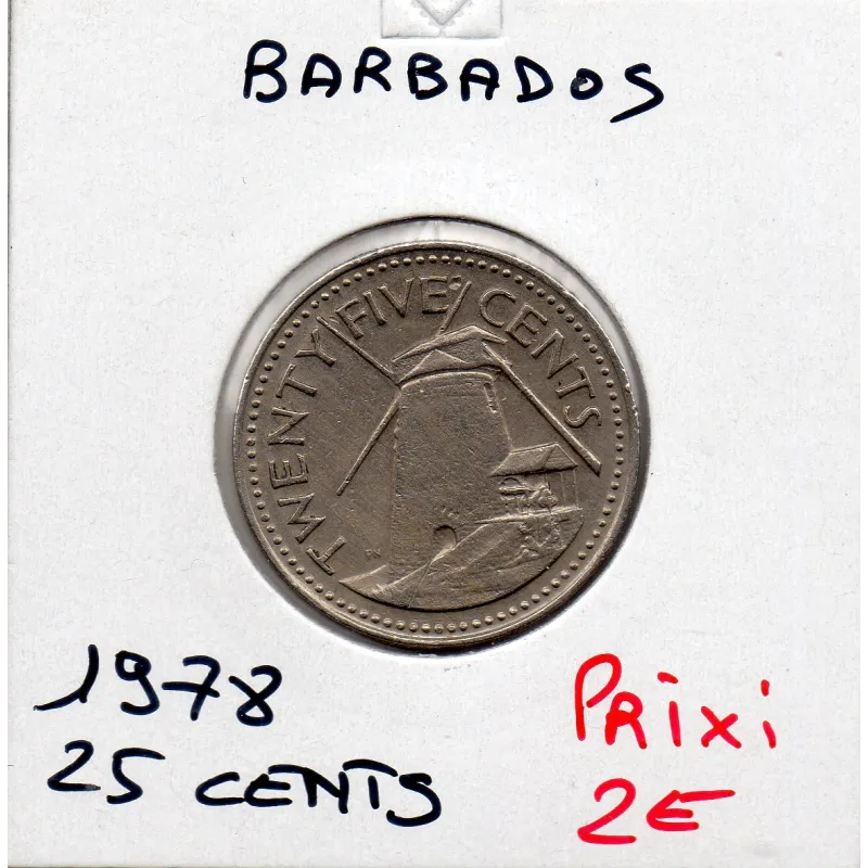 Barbade 25 cents 1978 Sup, KM.13 moulin à vent Barbade 25 cents 1978 Sup, KM.13 moulin à vent