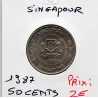 Singapour 50 cents 1982 Sup, KM.53 Blason haut