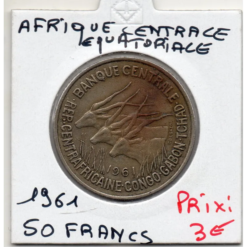 Afrique centrale equatoriale 50 francs 1963 TTB KM.3 Gabon congo Tchad