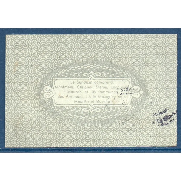Bon intercommunaux Montmédy 1 franc, TTB+, 14.1.1918 Pirot 55-13 Billet