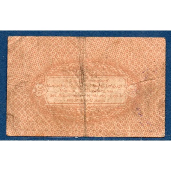 Bon intercommunaux Montmédy 25 centimes, TB, 24.5.1917 Pirot 55-07 Billet