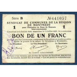 Bon intercommunaux Montmédy 1 franc, TB, 5.7.1916 Pirot 55-02 Billet
