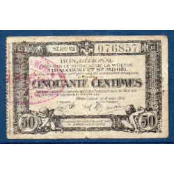 Bon régional Thiaucourt et St Mihiel 50 centimes, B, 2.8.1916 Pirot 54.95 Billet
