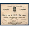 Bon ville Nancy 5 francs, TB, 2.8.1914 Pirot 54.83 Billet