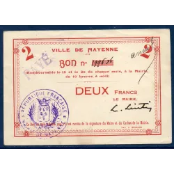 Bon ville Mayenne 2 francs, TTb, ND Pirot 53.09 Billet