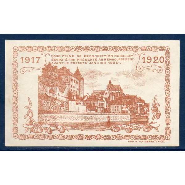 Bon ville Mayenne 50 centimes, Sup+, 8.12.1917 Pirot 53.15 Billet