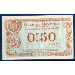 Bon ville Mayenne 50 centimes, Spl, 8.12.1917 Pirot 53.14 Billet