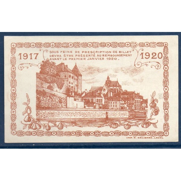Bon ville Mayenne 50 centimes, Spl, 8.12.1917 Pirot 53.14 Billet