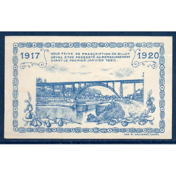 Bon ville Mayenne 25 centimes, Sup, 8.12.1917 Pirot 53.25 Billet