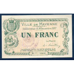 Bon ville Mayenne 1 franc, Sup, 8.12.1917 Pirot 53.23 Billet