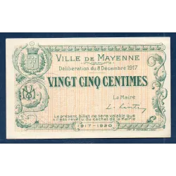 Bon ville Mayenne 25 centimes, Spl, 8.12.1917 Pirot 53.21 Billet