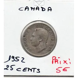 Canada 25 cents 1952 TTB, KM.44 Georges VI