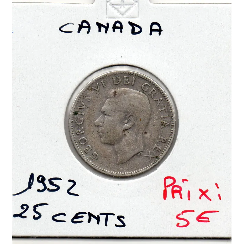 Canada 25 cents 1952 TTB, KM.44 Georges VI