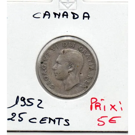 Canada 25 cents 1952 TTB, KM.44 Georges VI