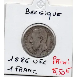 Belgique 1 Franc 1886 en Flamand TTB, KM.29 Leopold II