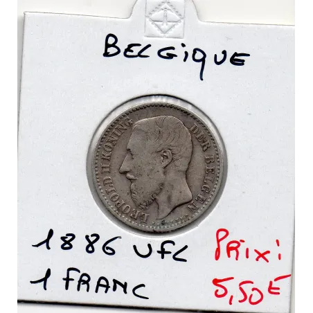 Belgique 1 Franc 1886 en Flamand TTB, KM.29 Leopold II