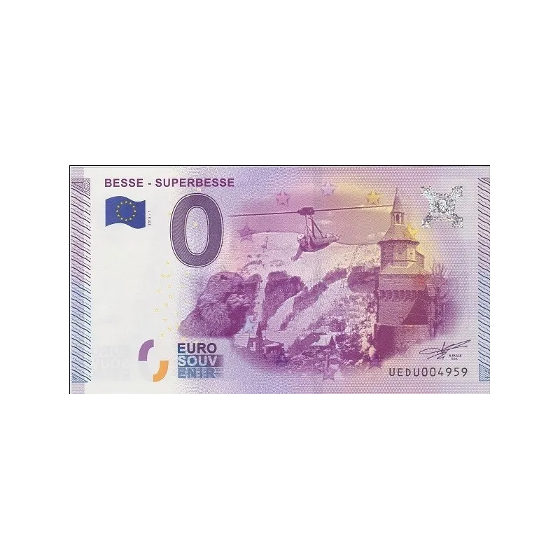 Billet souvenir Besse - Super Besse 0 euro touristique 2015 Billet souvenir Besse - Super Besse 0 euro touristique 2015