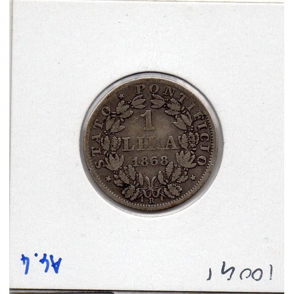 Vatican Pius ou Pie IX 1 lire 1868 an XXII TB+, KM.1378