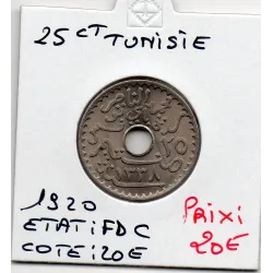 Tunisie, 25 Centimes 1920 - 1338 AH FDC, Lec.131 Muhammad al-Nasir
