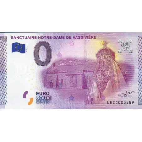 Billet souvenir Sanctuaire de la chapelle Notre dame de Vassivière 0 euro touristique 2015