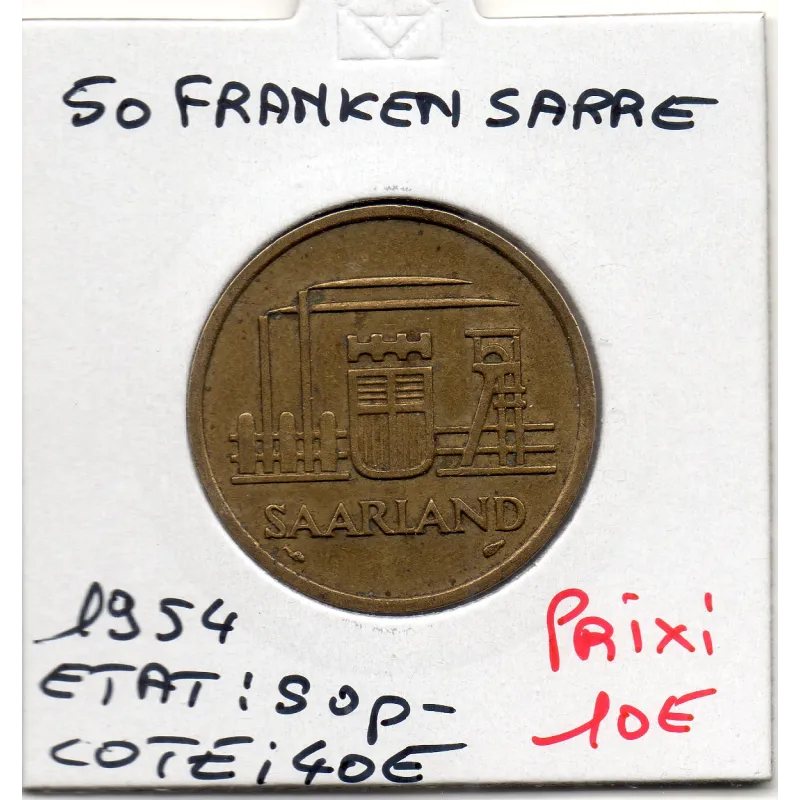 Sarre Saar, 50 franken 1954 Sup, Gad.3 Sarre Saar, 50 franken 1954 Sup, Gad.3