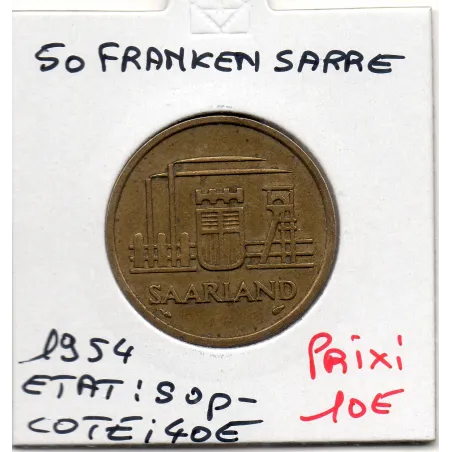 Sarre Saar, 50 franken 1954 Sup, Gad.3