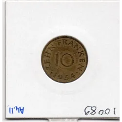 Sarre Saar, 10 franken 1954 Sup, Gad.1
