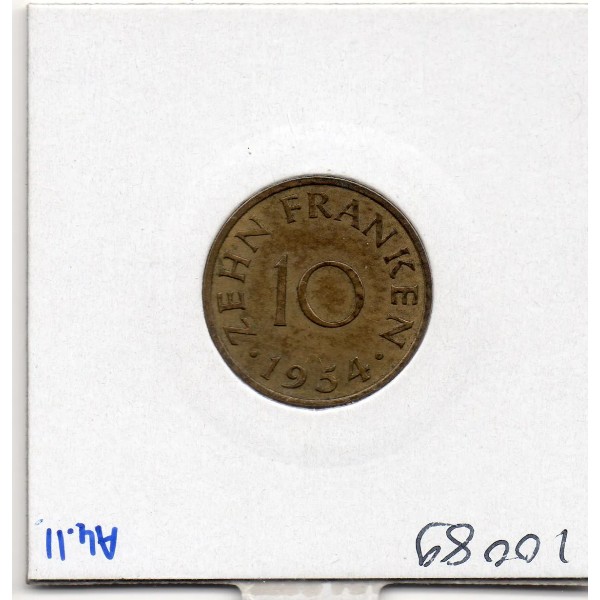 Sarre Saar, 10 franken 1954 Sup, Gad.1