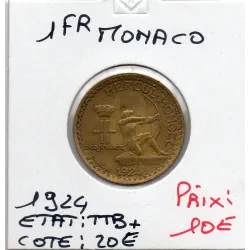 Monaco crédit Foncier 1 franc 1924 TTB+, Gad.127