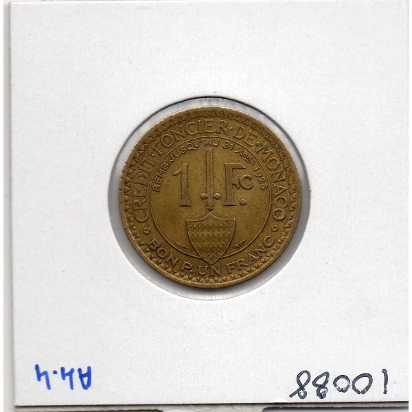 Monaco crédit Foncier 1 franc 1924 TTB+, Gad.127
