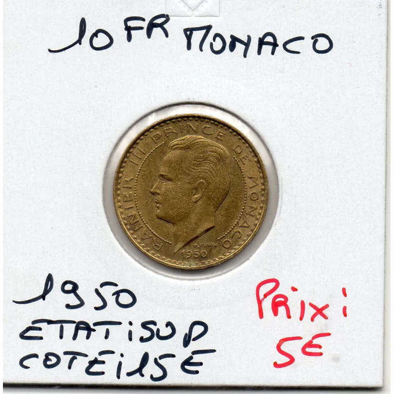 Monaco Rainier III 10 francs 1950 Sup, Gad.139