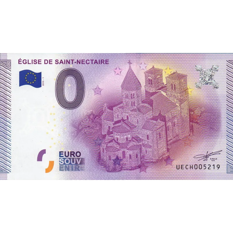 Billet souvenir Eglise de Saint-Nectaire 0 euro touristique 2015 Billet souvenir Eglise de Saint-Nectaire 0 euro touristique 2015