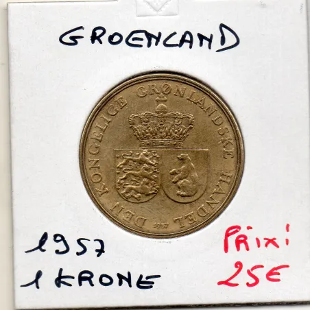 Groenland 1 krone 1957 TTB, KM.10 double blasons