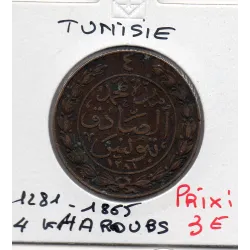 Tunisie 4 kharub 1281 AH - 1865 TTB, KM 158 Muhammad al-Sadiq