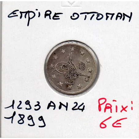 Empire Ottoman 1 Kurus 1293 AH an 24 - 1899 Sup, KM.735 Abdul Hamid II